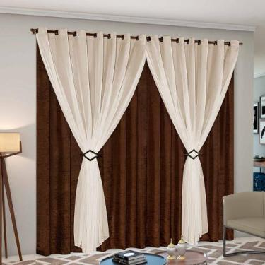 Imagem de Cortina Cetim Voil com Presilhas Cecília para Sala Quarto 3,00x2,50 - 