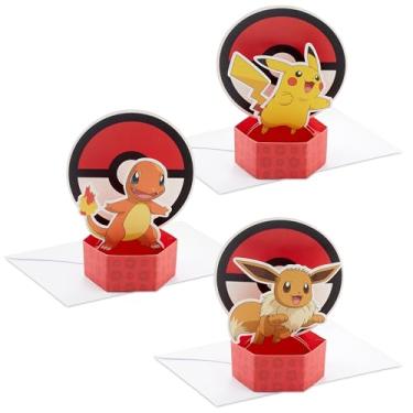 Imagem de Hallmark Paper Wonder Pokémon Mini Pop Up Cards (3 cartas: Pikachu, Eevee, Charmander) para aniversários, dia dos namorados, crianças