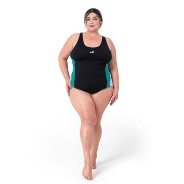 Imagem de Maiô Plus Size Com Detalhe para Natação e Hidroginástica, Hammerhead, Tam 54, Preto/Turquesa/Branco