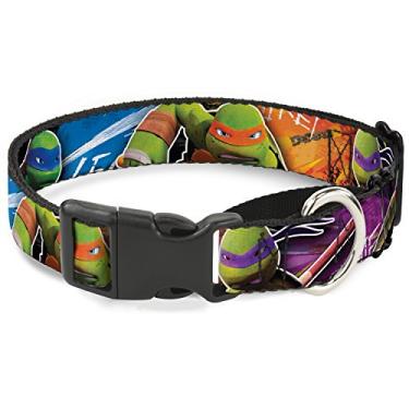 Imagem de Teenage Mutant Ninja Turtles Coleira para cachorro martingale TMNT nova série de personagens de ação de perto multicor, 22,8 a 38,8 cm de largura