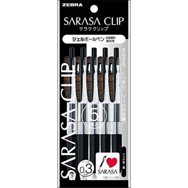 Imagem de Caneta esferográfica Zebra P-JJH15-BK5, clipe de sarasa, 0,3, preto, 5 peças