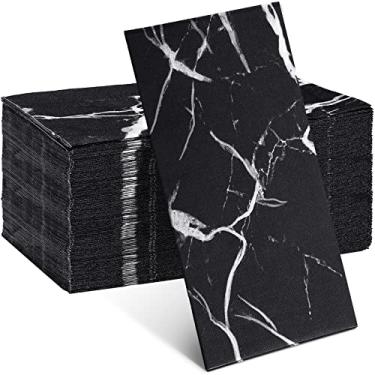 Imagem de Zonon 50 pçs toalha de hóspedes mármore descartável banheiro guardanapos preto e branco toalhas de mão decorativas toalhas de mão de papel guardanapos rústicos toalhas de convidado marmorizadas