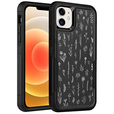 Imagem de LOQUPE Capa projetada para iPhone 12 e 12 Pro, resistente, resistente, resistente, leve, fina, à prova de choque, capa protetora para iPhone 12 e 12 Pro 6,1 polegadas, meninas, linda flor branca