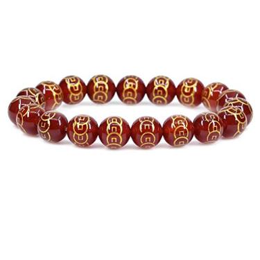 Imagem de Keleny Pulseira elástica feminina fashion Crystal Man 10 mm contas redondas jaspe rock 17 cm unissex, 7 inch, Pedra, Ágata,