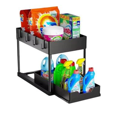 Imagem de Organizador de Armazenamento com 2 Camadas e Gaveta Deslizante Ideal para Pias, Cozinha, Banheiro, Sala e Escritório Design Compacto, Resistente e Fácil de Montar