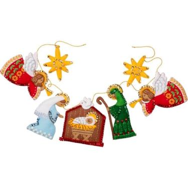 Imagem de FolkArt, Kit de guirlanda de apliques de feltro Bucilla, perfeito para artes e artesanato faça você mesmo, 89739E