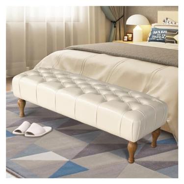 Imagem de Banco estofado para cama, banco de quarto para o final da cama, banco de piano, banco de jantar, banco de entrada, sapato com botão tufado, assento acolchoado para sala de estar, banco de pés com