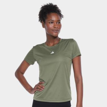 Imagem de Camiseta Adidas Treino Básica Feminina, Verde, Branco, G