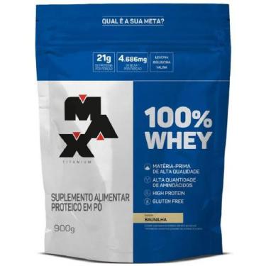 Imagem de 100% Whey Protein Concentrado - 900g - Refil - Max Titanium, Baunilha