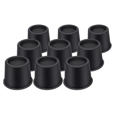 Imagem de ANNKUT Elevadores de cama resistentes de 10 cm, elevadores de móveis redondos para cama, mesa, sofá, sofá, sofá, elevadores de cama, suporte de até 1,5 kg (pacote com 9 preto)