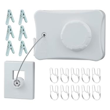 Imagem de Varal retrátil para pendurar roupas secas e molhadas em linhas de roupas resistentes ao ar livre 5 metros (branco)