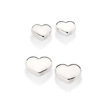 Imagem de Kit brincos rommanel feminino com corações lisos de prata maciça 925 8
