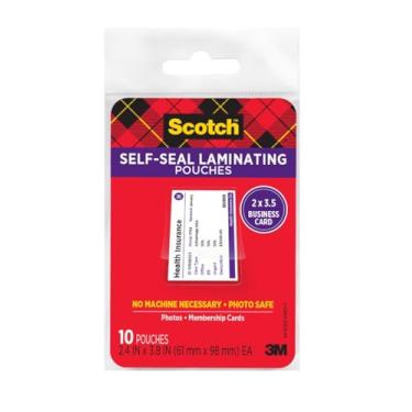 Imagem de Scotch – Bolsa laminadora de autovedação reposicionável de 6,3 x 9,5 cm, tamanho de cartão de visita, 10 sacos LSR851-10G)