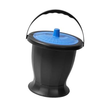 Imagem de Zialofi Spittoon urinol com tampa, pee de xixi, vaso doméstico noturno de urinol, vaso de câmara para viagens idosos, quarto de casa, Tampa Azul Profunda