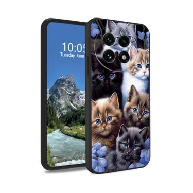 Imagem de DIGTIALL Capa de TPU para OnePlus 13 Slim Black Soft TPU Silicone à prova de choque antiderrapante Capa protetora adequada para mulheres e homens para OnePlus 13, gato fofo