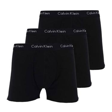 Imagem de Kit C/ 3 Cuecas Calvin Klein Boxer Plus Size Trunk Classic Preta Elástico Preto MAS2666PS