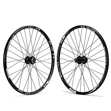 Imagem de BUCKLOS Conjunto de rodas para Mountain Bike 26/27,5/29 polegadas, aro de liga de alumínio 32H freio a disco MTB rodas, rodas traseiras dianteiras de liberação rápida para bicicleta, adequado para rodas de bicicleta cassete de 7-11 velocidades