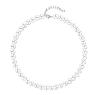 Imagem de Aleasha Colar de pérola sintética 4 mm-10 mm 35.6 cm-55.9 cm colar de pérolas brancas gargantilha mulheres homens joias de casamento, 18inches, Pérola, Pérola