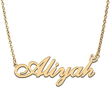 Imagem de RONKAH Colar de nome personalizado personalizado com coração colar de nome personalizado para mulheres colar de moda pessoal melhor presente para menina, mãe, filha, amizade, Natal, aniversário,