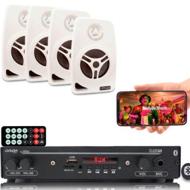 Imagem de Kit Som Ambiente 1002 Bt Control+ 4 Caixas Parede Branca 55w - ORION