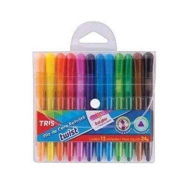 Imagem de Giz De Cera Retrátil Tris Twist Color 12 Cores Triangular