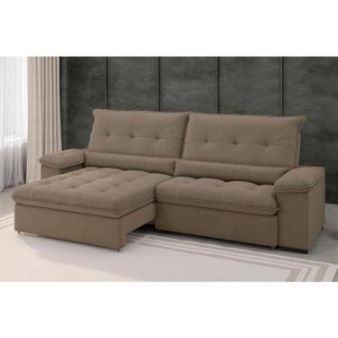 Imagem de Sofá Alion Retrátil/Reclinável 4 Lugares Suede Cappucino 2,15m - XFlex Sofás