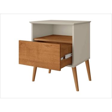 Imagem de Mesa De Cabeceira Cancun Com Gaveta e Nicho Off White Naturalle Bechara