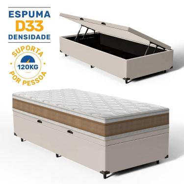Imagem de Cama Box Baú com Colchão de Espuma D33 Double Face Air Pro Força Anjos Solteiro 88cm