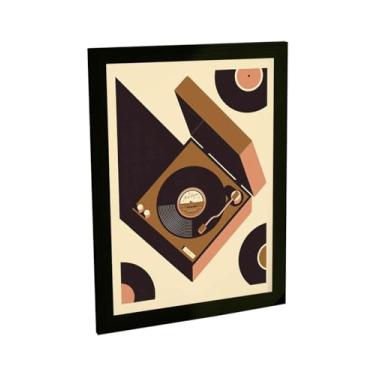 Imagem de Quadro Decorativo Musica Tocador De Discos Vinil Caixa Ilustração Quarto Sala Decoração Poster