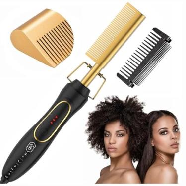 Imagem de Pente Alisador Elétrico 110V Portátil Com Controle De Temperatura LED Aquecimento Rápido Antiqueimaduras Cabo 360° Alisador E Modelador Para Cabelo Barba