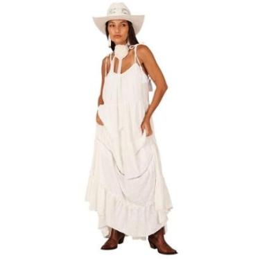 Imagem de Vestido Longo Com Alças De Amarrar Branco Yacamim D26-Feminino