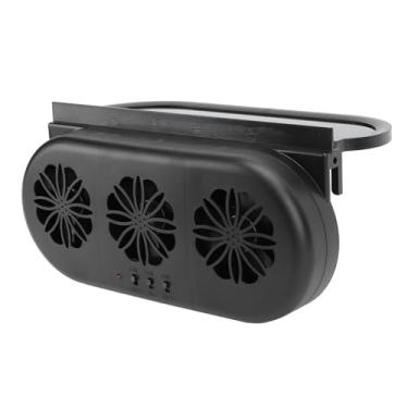 Imagem de Ventilador de Exaustão de Carro Movido a Energia Solar Circulação de Ar Ventilador de Refrigeração de Veículos Ventilador de Ventilação Interface USB Adequado para Carros, (Preto)