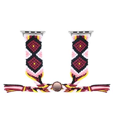 Imagem de Pulseira de relógio de algodão Euler 2ª geração compatível com pulseira de relógio Apple para Apple Watch Series 5 4 3, 42/44mm, Wine red