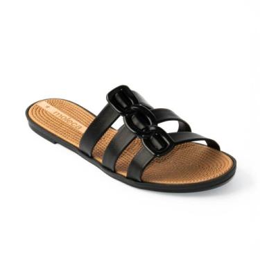 Imagem de Sandália Moleca Feminina Rasteira Chinelo Casual 5297-566, Preto, 37