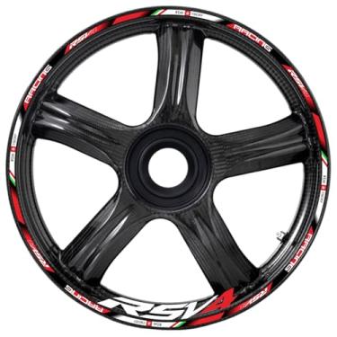 Imagem de Awonderful Kit de listras refletivas de motocicleta TZ004, adesivos de aro de roda de vinil compatíveis com Aprilia RSV4 1000 2009-2019 (vermelho)