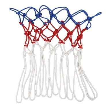 Imagem de Basketball Net Professional All Weather Anti Whip Polyester Basketball Net Substituição para aros de basquete externo e interno Branco vermelho e azul