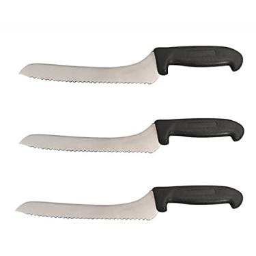 Imagem de Cozzini Cutlery Imports Faca de pão offset Lâmina de 23 cm - preta ou vermelha - Cozinha doméstica e comercial (pacote com 3 - preta)