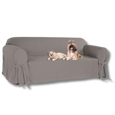 Imagem de Capa para Sofá de 6 Lugares em Gorgurão Resistente Sala Decoração Criança Casa Cor:Cinza