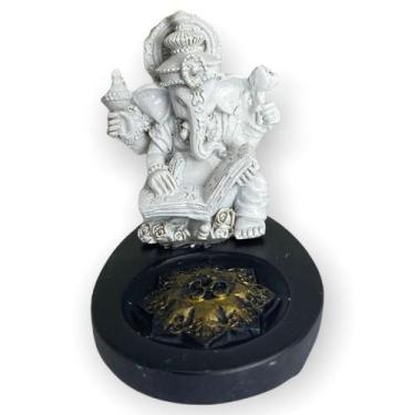 Imagem de Incensário Mini Oval Ganesh Livro branco e preto 5 cm resina - Lua Mís