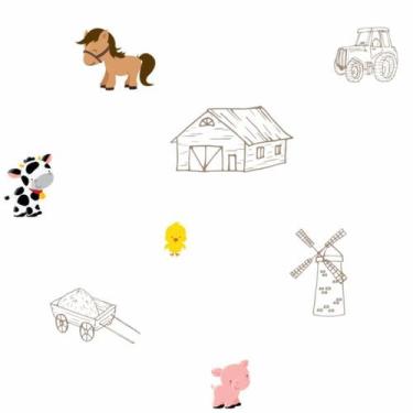 Imagem de Papel de Parede Vinil Autocolante Baby Fazendinha 2,70m - Inove Papéis