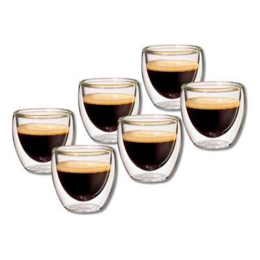 Imagem de Kit De 6 Copos Parede Dupla Café Expresso 80ml - Allmix