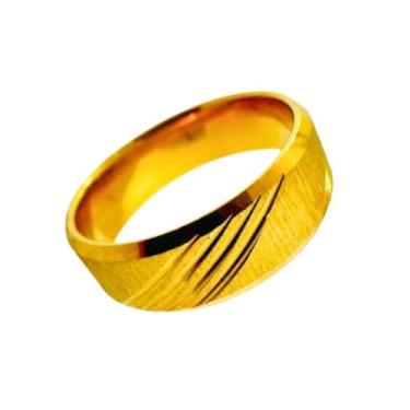 Imagem de Anel Noivado Riscos Banhada Ouro 18k 6mm Tradicional Anatomica Tungste