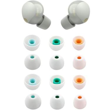 Imagem de ALXCD Fones de ouvido compatíveis com fones de ouvido Sony WF-1000XM5, P/M/G, 3 tamanhos, 6 pares de pontas de silicone macio, compatíveis com fones de ouvido Sony WF-1000XM5 XM5 6 pares brancos sml