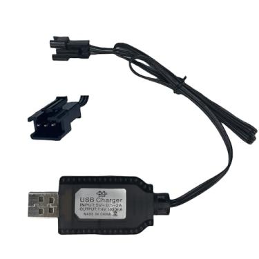 Imagem de Cabo carregador USB de 7,4 V com plugue SM-3PIN, compatível com carro RC, avião, tanque, barco RC e outros brinquedos de controle remoto para carregador USB universal de 7,4 V 2S com proteção de