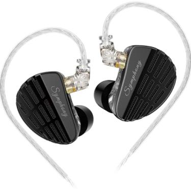 Imagem de KZ Symphony Hybrid IEM Earbud, KZ New Planar Diver+ Superlinear Dynamic Driver Fone de ouvido HiFi intra-auricular, amplo fone de ouvido Soundstage (preto, sem microfone)