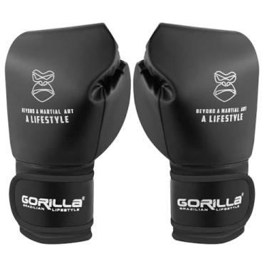 Imagem de Luva De Boxe 12 Oz Lifestyle Essencial Black Classic Gorilla Profissional Muay Thai kickboxing Fight