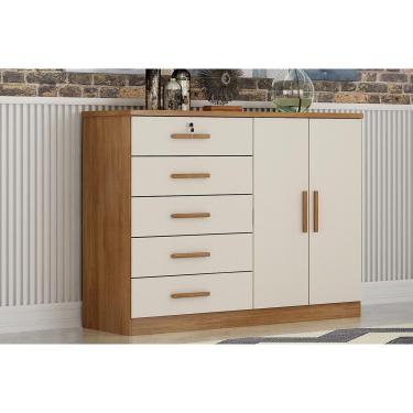 Imagem de Cômoda de Quarto Space c/ 2 Portas e 5 Gavetas Cumaru/Fendi 25 - Novo Horizonte