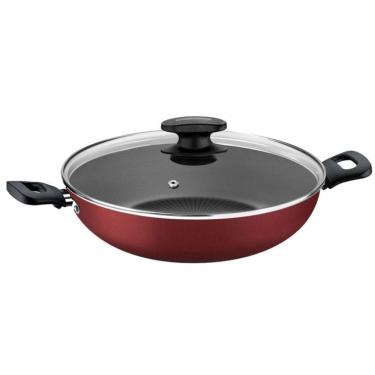 Imagem de Panela Wok Com Tampa Tramontina Loreto Com Revestimento Interno Antiaderente Starflon T1 28 Cm Vermelho