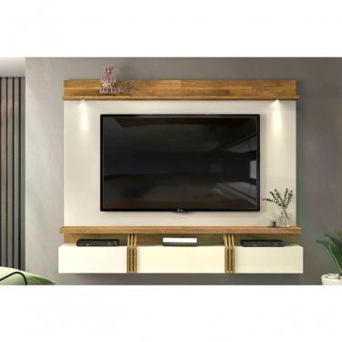 Imagem de Painel Suspenso P/Tv Até 70" 3 Portas Creme/tronco Ripado