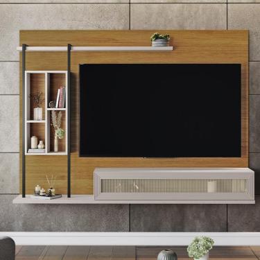 Imagem de Painel Tv Autentico Sala 60'' Com 1 Porta Basculante Cinamomo/Off White Cinamomo/Off White